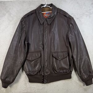 Vintage Cooper Type A-2 Jacket Mens Brown 44L Flight Bomber Goatskin Leather USA